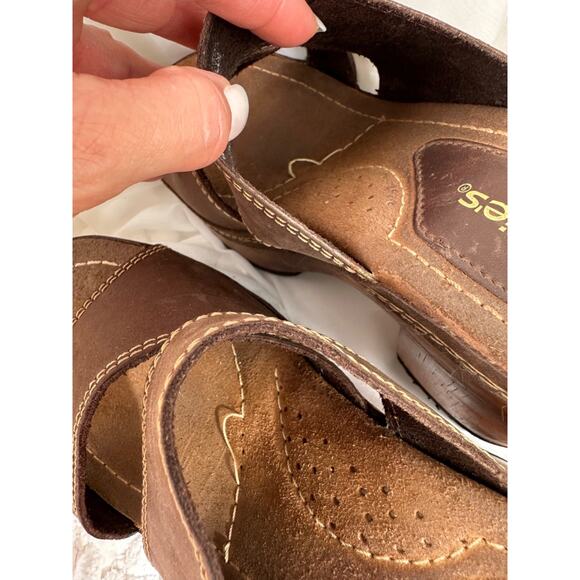 Vtg Y2K CANDIES 9 brown Suede Chunky Platform Heels Sandals Boho Hippie Brazil - Picture 10 of 12